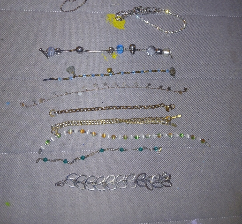 Mixed Women’s Bracelet Set in Gold, Silver, Blue, Green and White